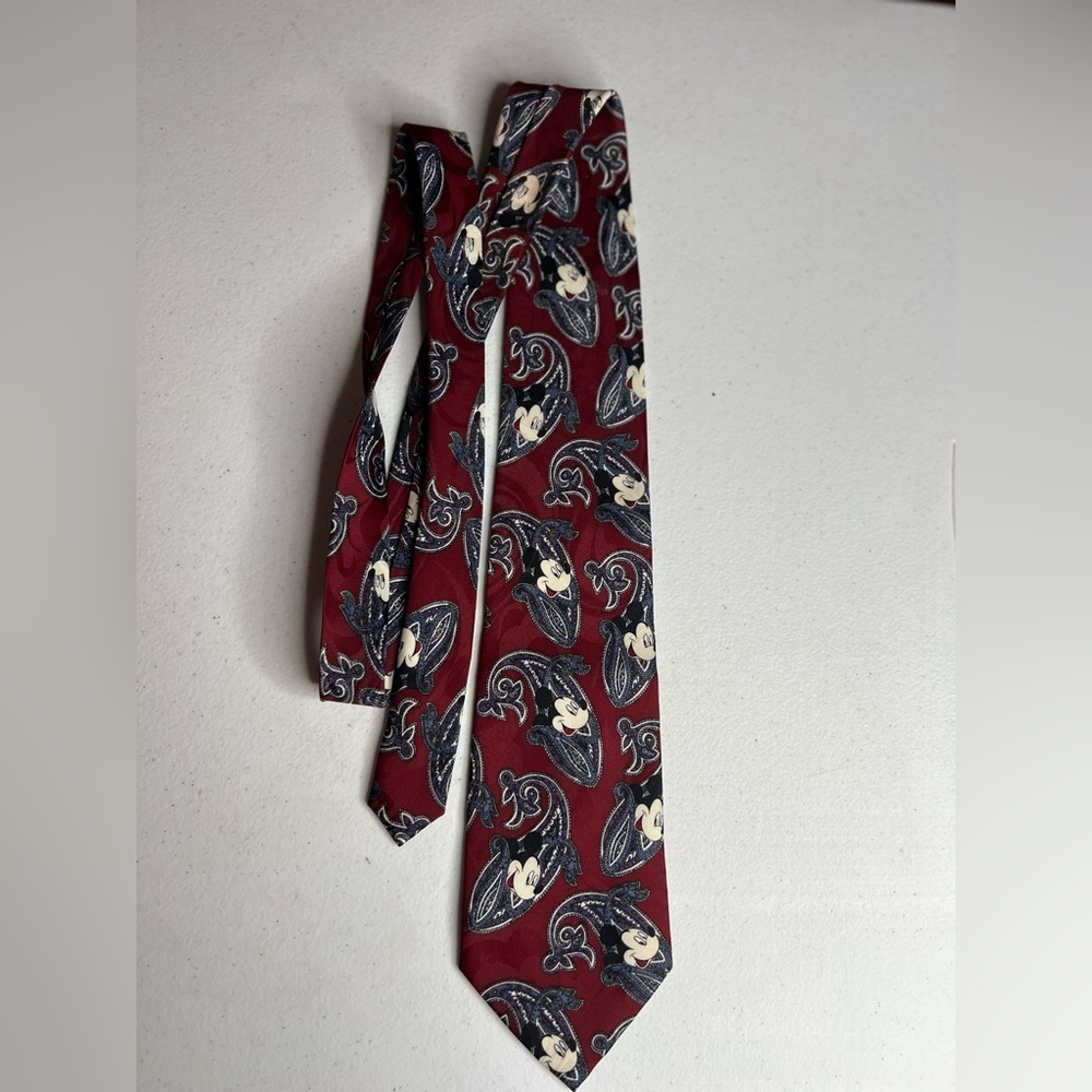 vintage mickey unlimited Disney Mickey Mouse Neck Tie Red Blue Paisley Casual